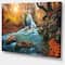 Designart - Fast Flowing Fall River in Forest - Landscape Photography Canvas Print